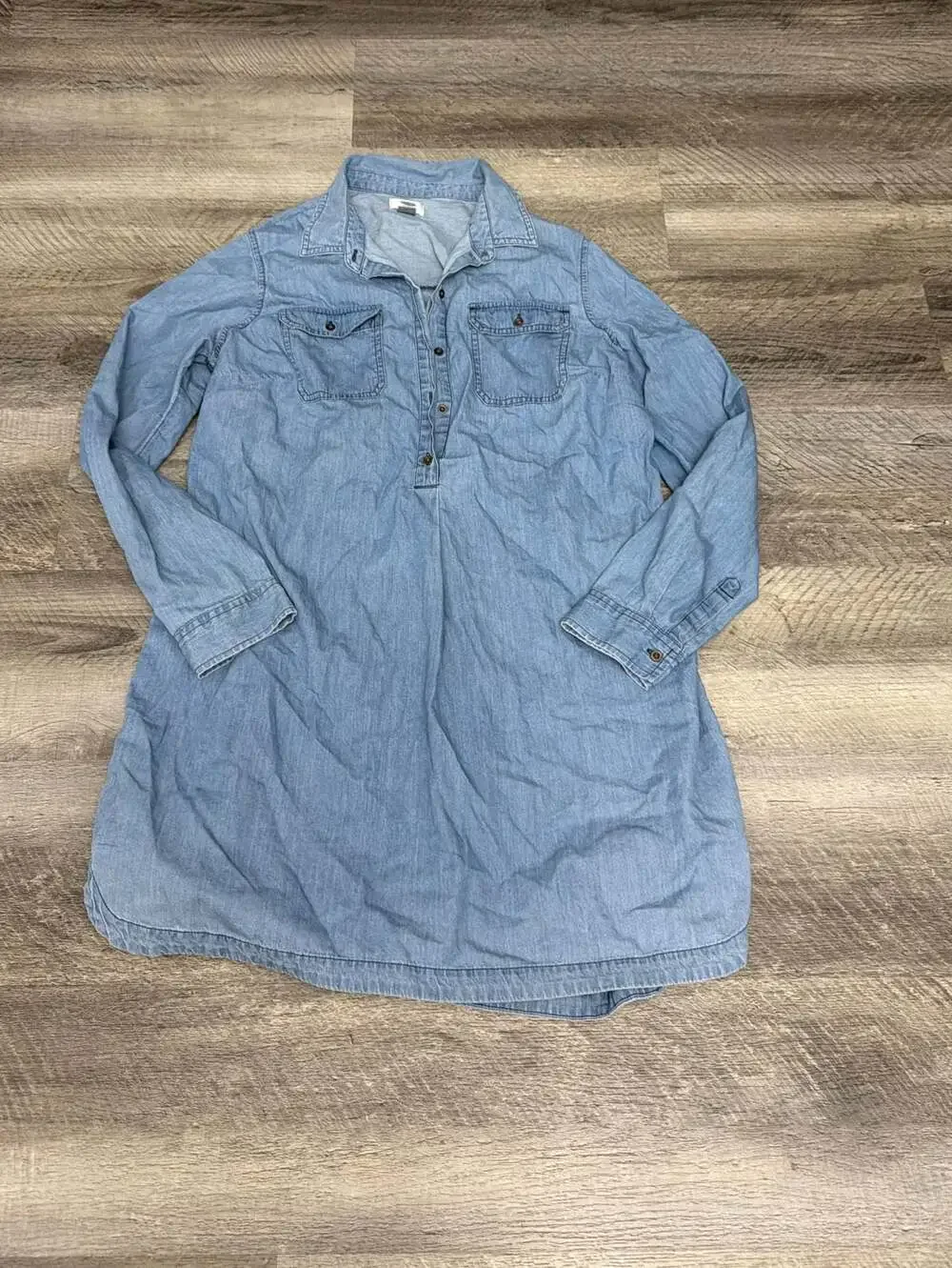 Old Navy Women's Long Sleeve Chambray Denim Shirt Dress Tunic